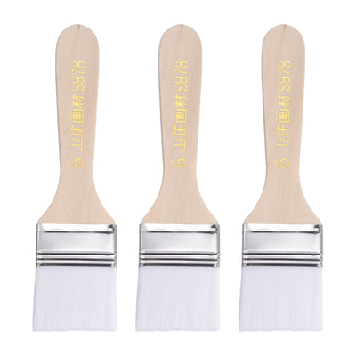 Harfington Uxcell 1.5" Width Small Paint Brush Nylon Bristle with Wood Handle Tool, White 3Pcs