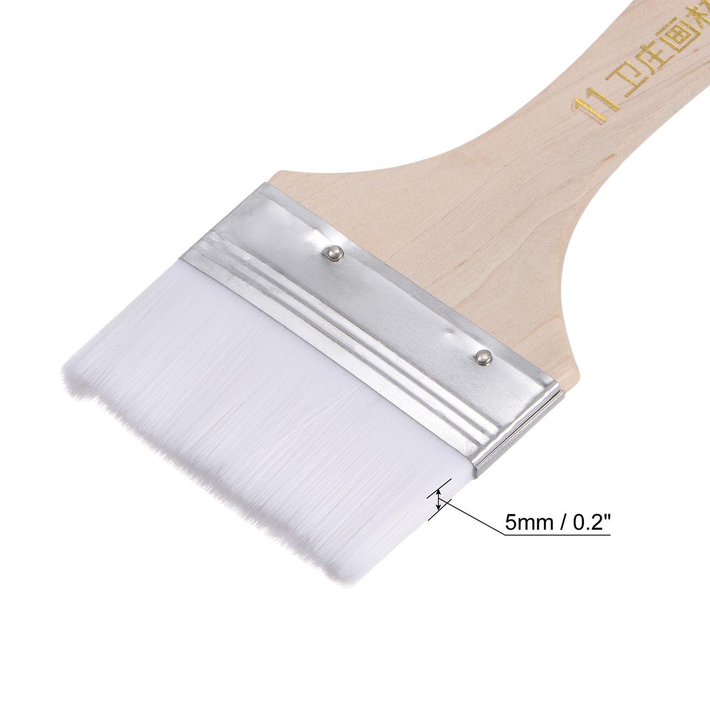 uxcell Uxcell 2.8" Width Small Paint Brush Nylon Bristle with Wood Handle Tool, White 3Pcs