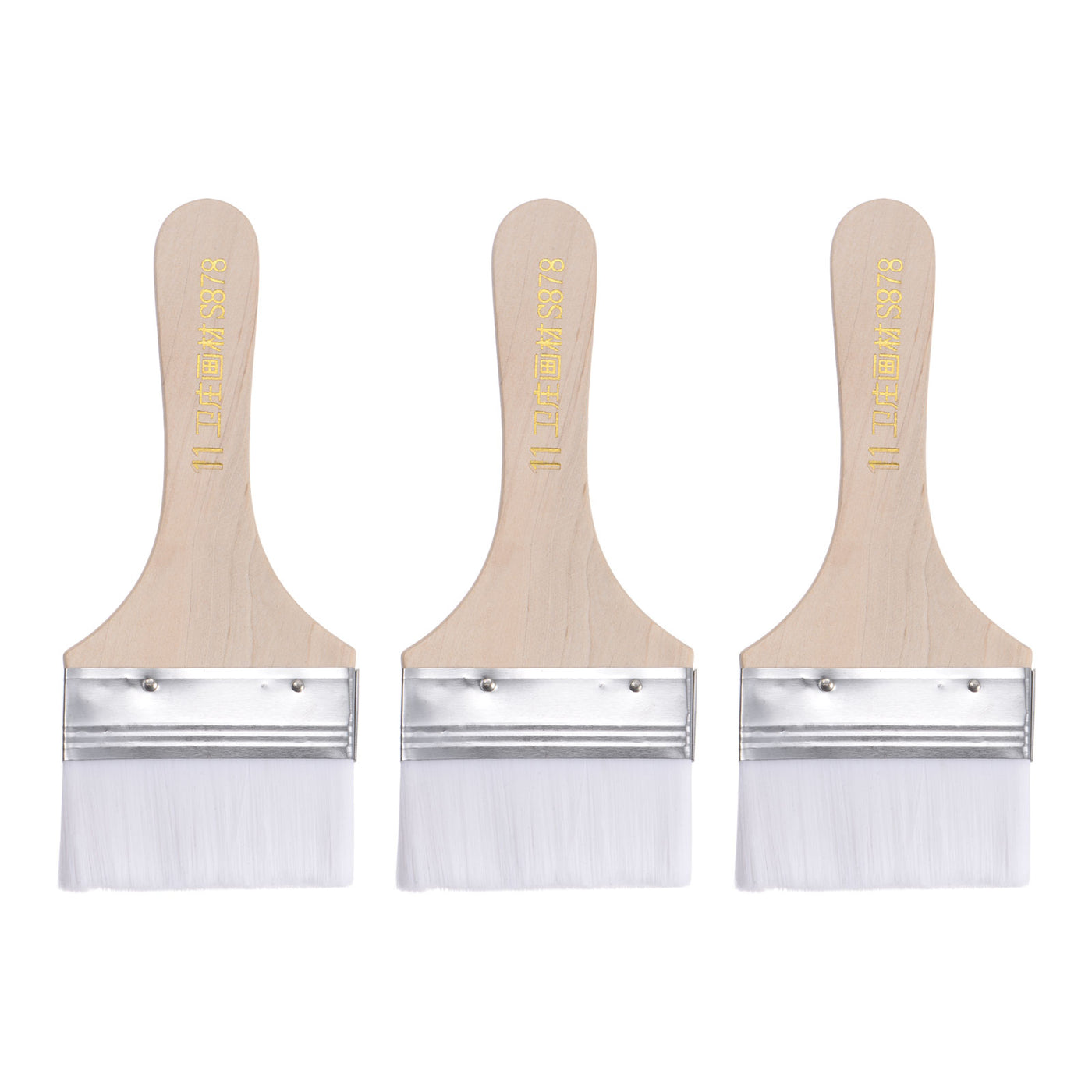 uxcell Uxcell 2.8" Width Small Paint Brush Nylon Bristle with Wood Handle Tool, White 3Pcs