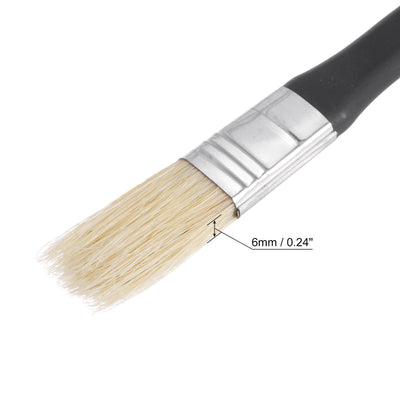 Harfington Uxcell 0.6" Width Small Paint Brush Natural Bristle with Wood Handle Tool, White 2Pcs