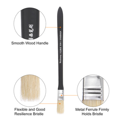 Harfington Uxcell 0.6" Width Small Paint Brush Natural Bristle with Wood Handle Tool, White 2Pcs