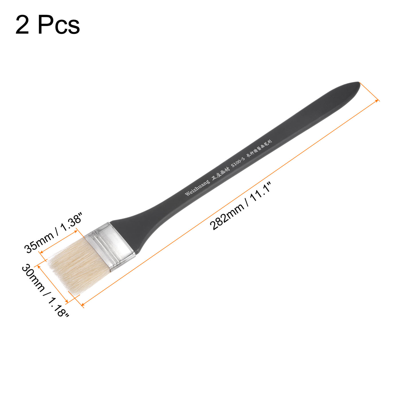 uxcell Uxcell 1.2" Width Small Paint Brush Natural Bristle with Wood Handle Tool, White 2Pcs