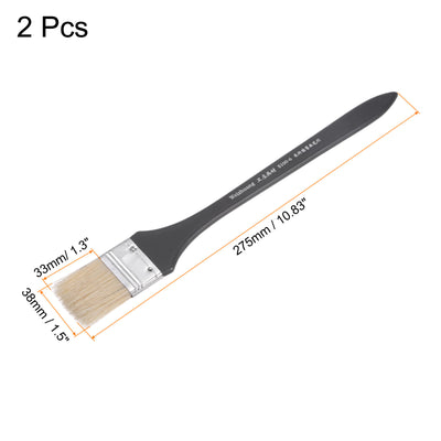 Harfington Uxcell 1.5" Width Small Paint Brush Natural Bristle with Wood Handle Tool, White 2Pcs