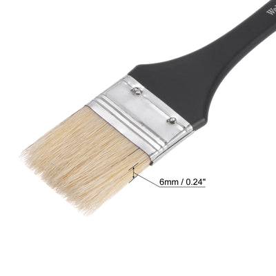 Harfington Uxcell 1.5" Width Small Paint Brush Natural Bristle with Wood Handle Tool, White 2Pcs
