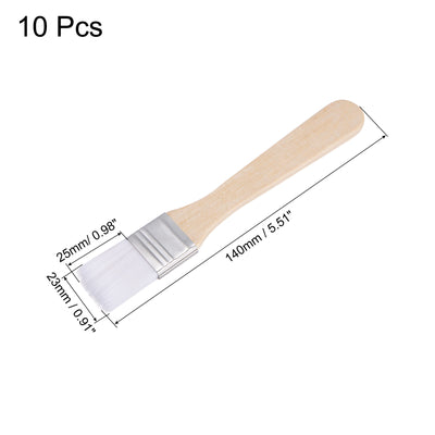 Harfington Uxcell 0.9" Width Small Paint Brush Nylon Bristle with Wood Handle Tool, White 10Pcs