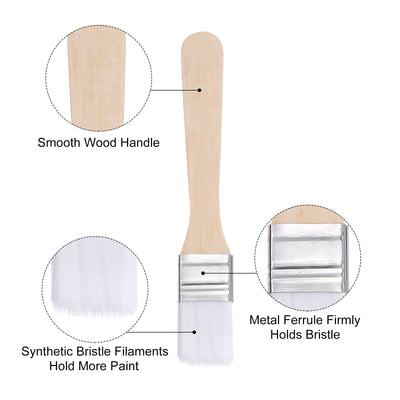 Harfington Uxcell 0.9" Width Small Paint Brush Nylon Bristle with Wood Handle Tool, White 10Pcs