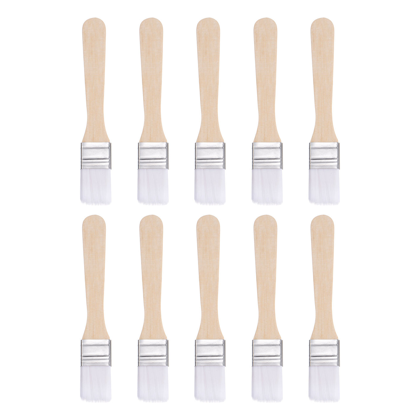 uxcell Uxcell 0.9" Width Small Paint Brush Nylon Bristle with Wood Handle Tool, White 10Pcs