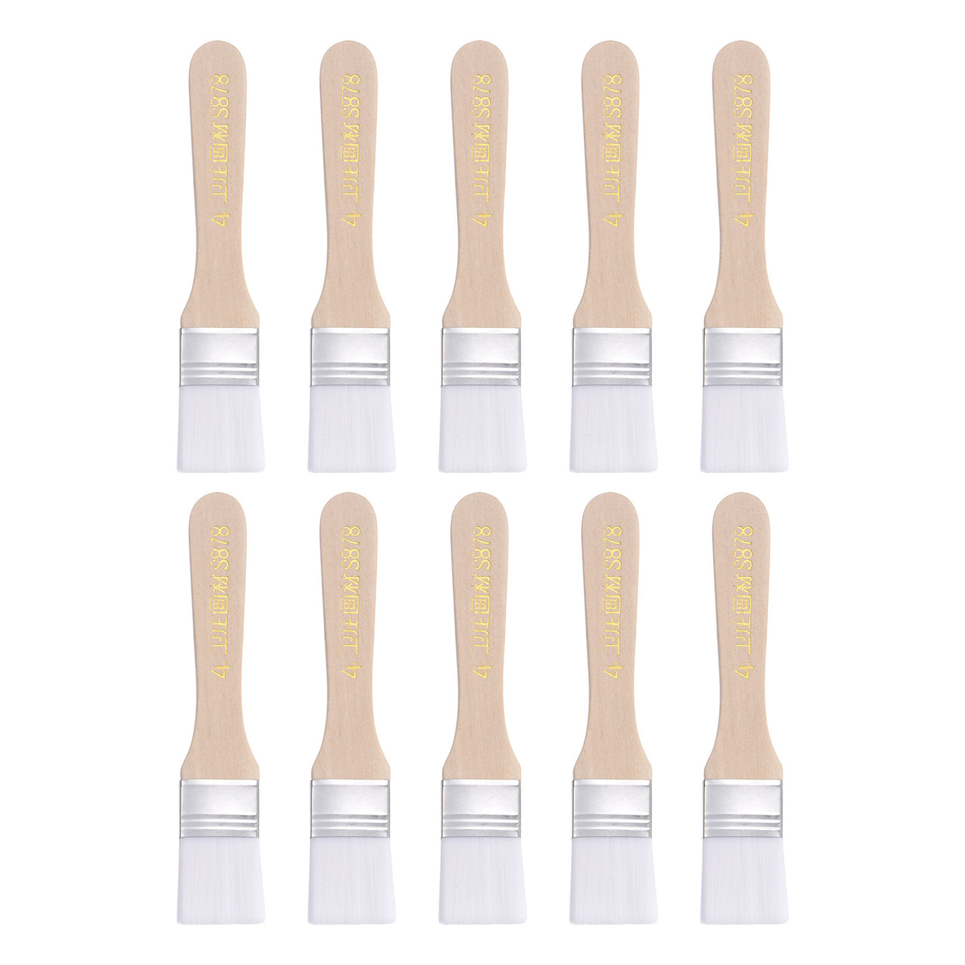 uxcell Uxcell 1.1" Width Small Paint Brush Nylon Bristle with Wood Handle Tool, White 10Pcs