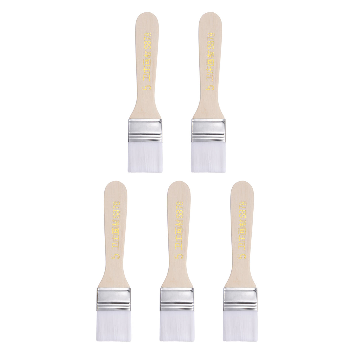 Uxcell Uxcell 3" Width Small Paint Brush Nylon Bristle with Wood Handle Painting Tool 5Pcs