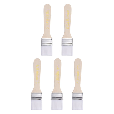 Harfington Uxcell 1.2" Width Small Paint Brush Nylon Bristle with Wood Handle Tool, White 5Pcs