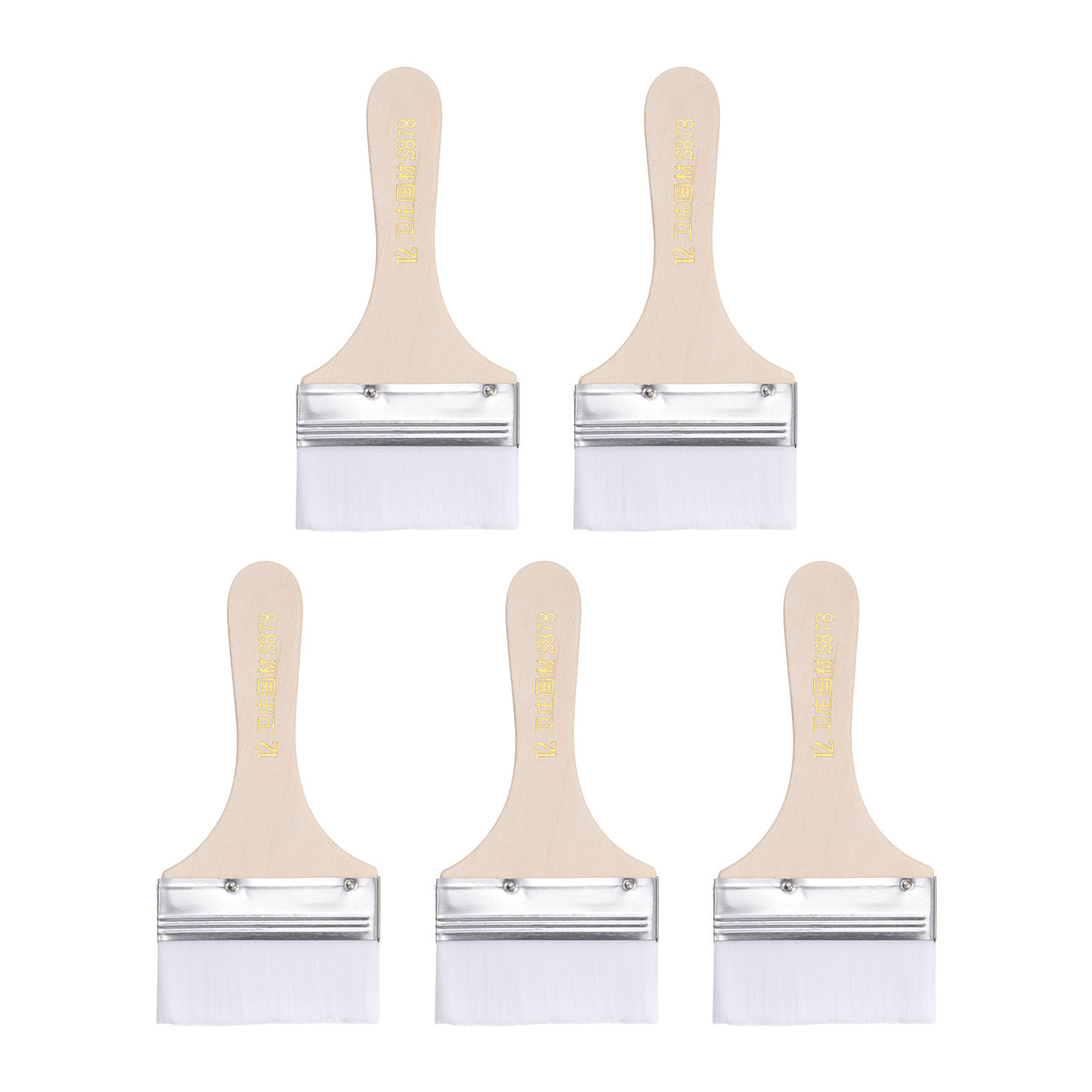 uxcell Uxcell 3" Width Small Paint Brush Nylon Bristle with Wood Handle Tool, White 5Pcs