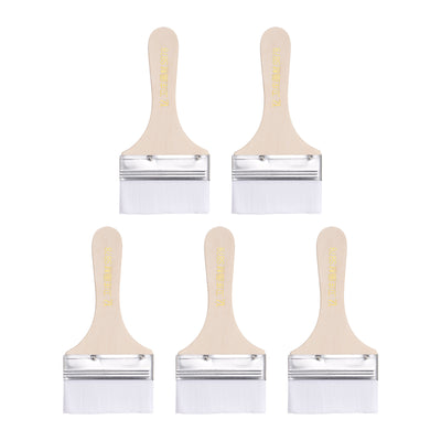 Harfington Uxcell 3" Width Small Paint Brush Nylon Bristle with Wood Handle Tool, White 5Pcs