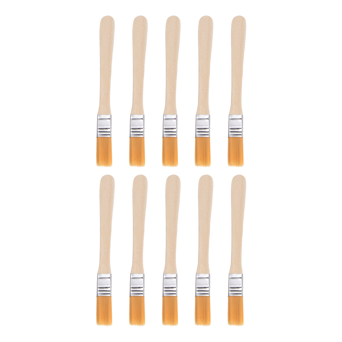 uxcell Uxcell 0.5" Width Small Paint Brush Nylon Bristle with Wood Handle Tool 10Pcs