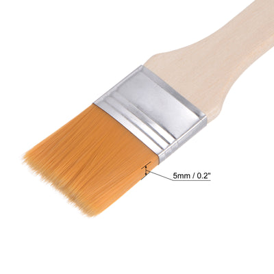 Harfington Uxcell 1.1" Width Small Paint Brush Nylon Bristle with Wood Handle Tool 10Pcs