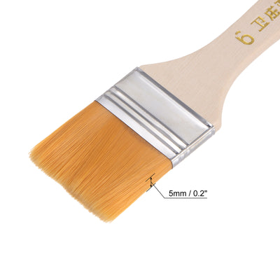 Harfington Uxcell 1.5" Width Small Paint Brush Nylon Bristle with Wood Handle Tool 5Pcs