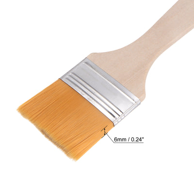 Harfington Uxcell 1.7" Width Small Paint Brush Nylon Bristle with Wood Handle Tool 5Pcs