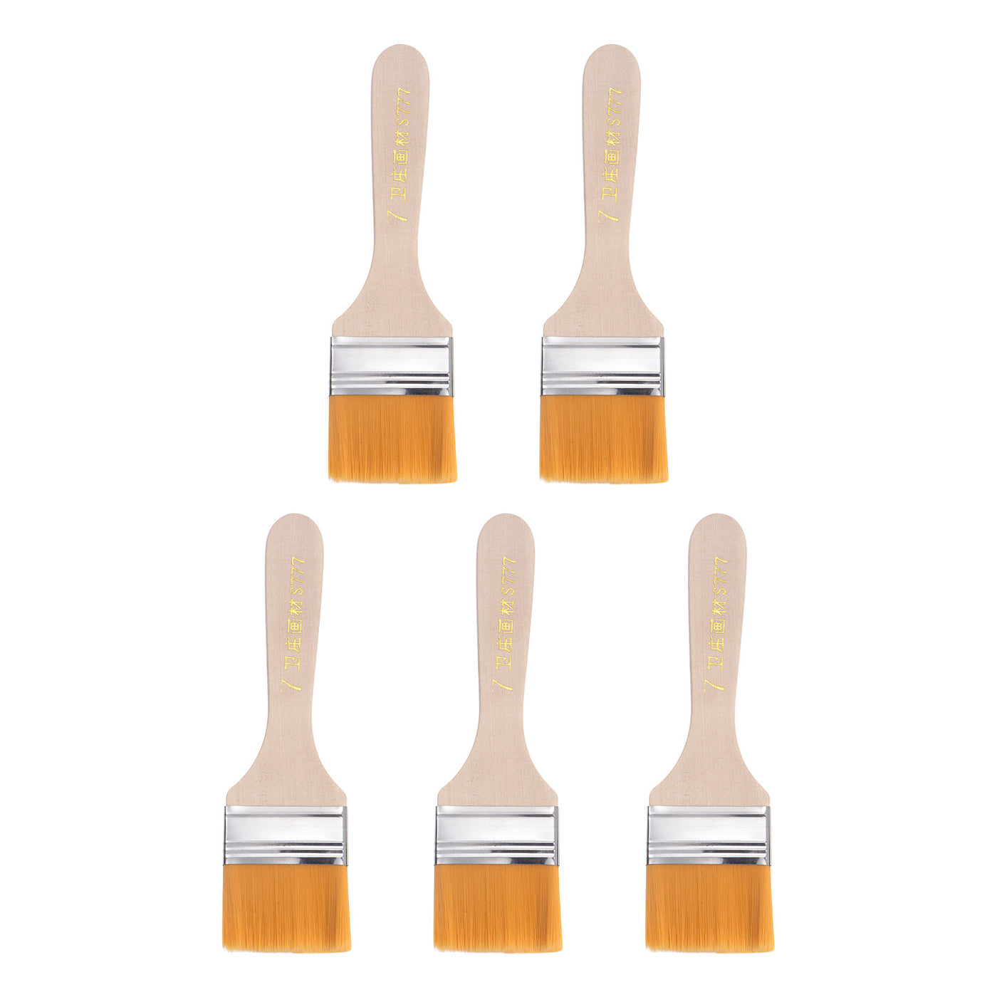 uxcell Uxcell 1.7" Width Small Paint Brush Nylon Bristle with Wood Handle Tool 5Pcs