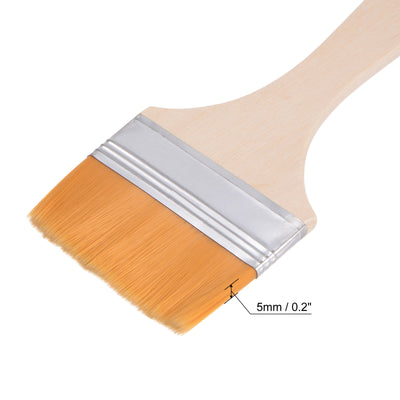 Harfington Uxcell 2.8" Width Small Paint Brush Nylon Bristle with Wood Handle Tool 5Pcs