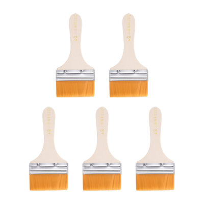 Harfington Uxcell 3" Width Small Paint Brush Nylon Bristle with Wood Handle Painting Tool 5Pcs