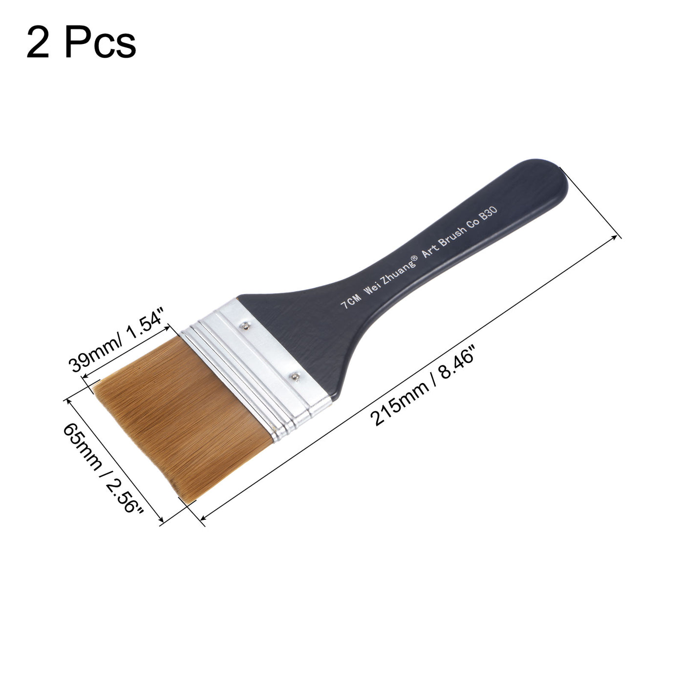 uxcell Uxcell 2.6" Width Small Paint Brush Nylon Bristle with Wood Handle Tool 2Pcs