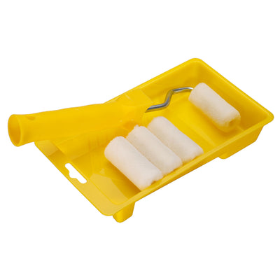 Harfington Uxcell 6Pcs Paint Roller Kit, 2Inch Wool Paint Rollers, Tray, 20cm Length Frame