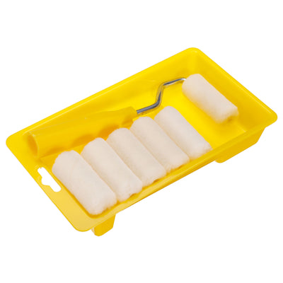 Harfington Uxcell 8Pcs Paint Roller Kit, 2Inch Wool Paint Rollers, Tray, 17cm Length Frame