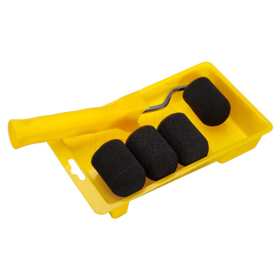 Harfington Uxcell 6Pcs Paint Roller Kit, 2" Black Water-Based Foam Paint Rollers, Tray, 20cm Frame