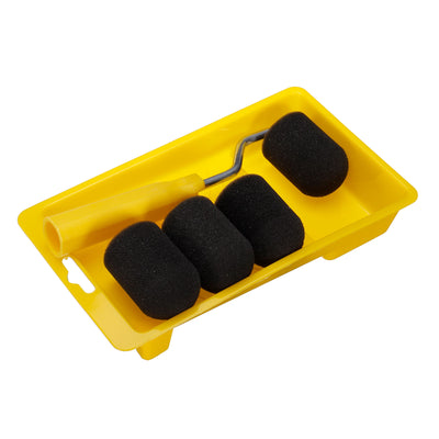 Harfington Uxcell 6Pcs Paint Roller Kit, 2" Black Water-Based Foam Paint Rollers, Tray, 20cm Frame
