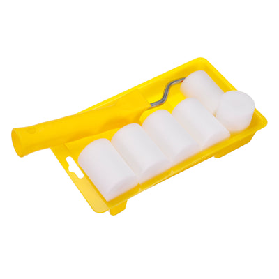 Harfington Uxcell 8Pcs Paint Roller Kit, 2" White Water-Based Foam Paint Rollers, Tray, 20cm Frame