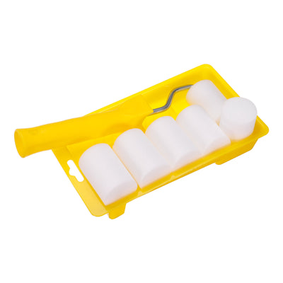 Harfington Uxcell 8Pcs Paint Roller Kit, 2" 10mm Thick Oily-Based Foam Rollers, Tray, 20cm Frame