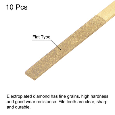 Harfington Uxcell 4mm x 160mm Titanium Coated Flat Diamond Needle Files with TPU Handle 10pcs