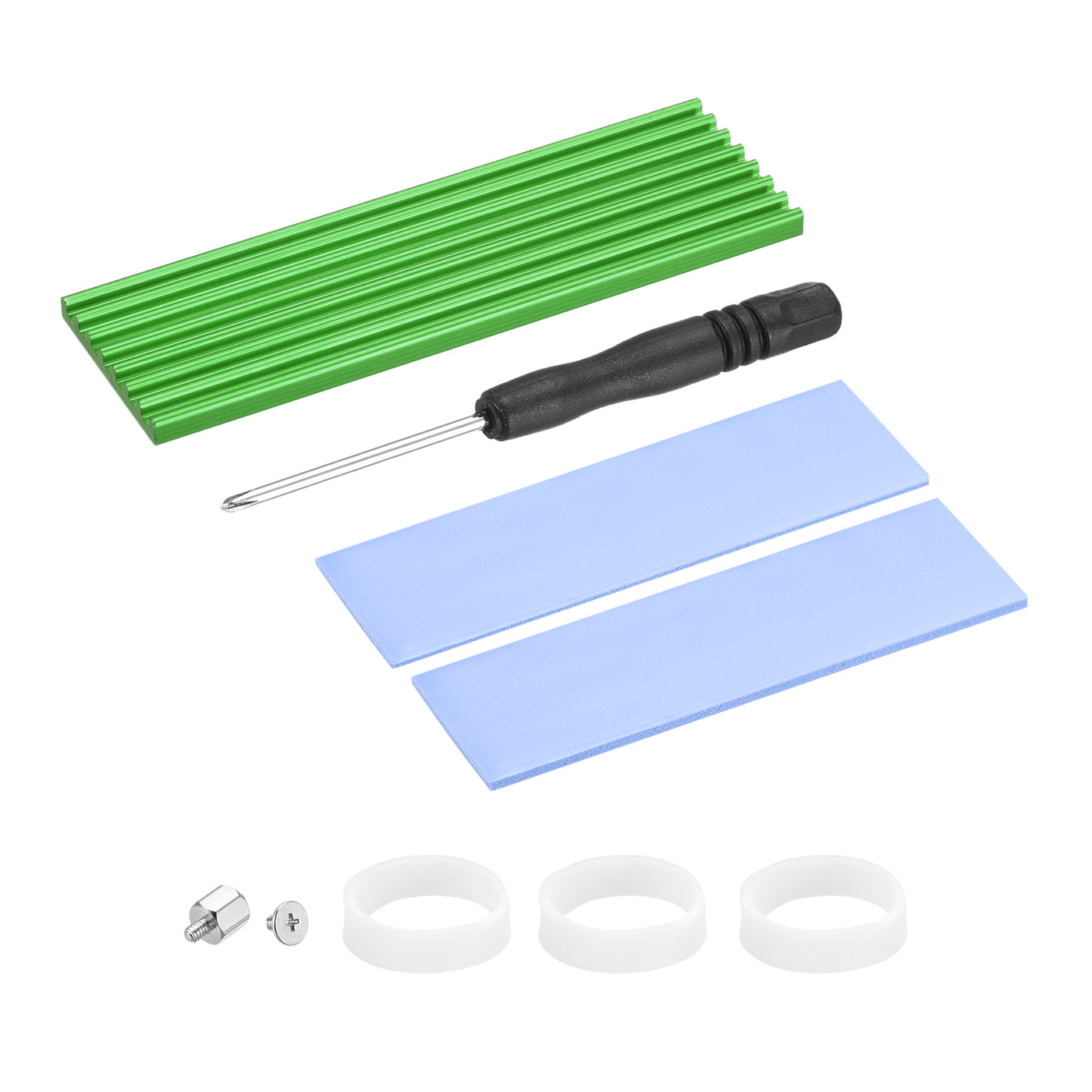 Harfington Aluminum Heatsink Green 70x22x3mm with Tools and 2 x Pre-Cut Thermal Pad for SSD