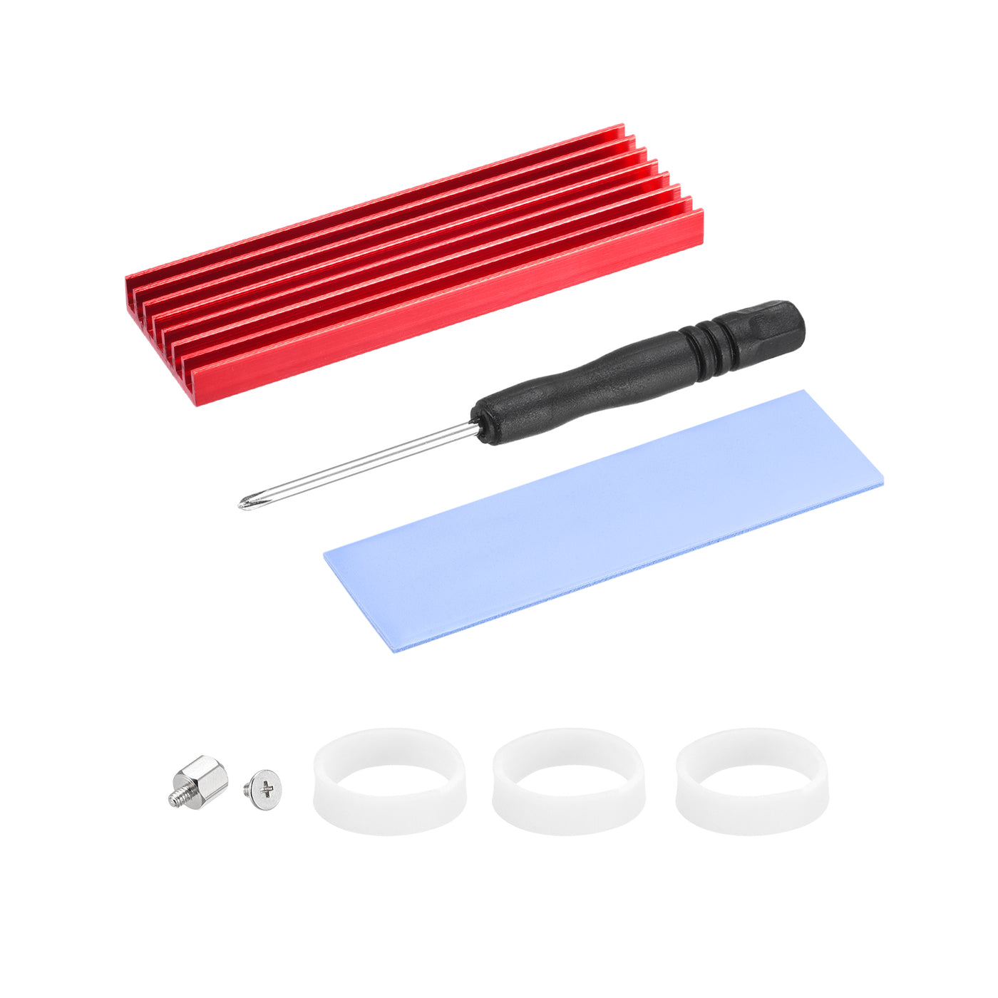 Harfington Aluminum Heatsink Red 70x22x6mm with Tools and 1 x Pre-Cut Thermal Pad for SSD