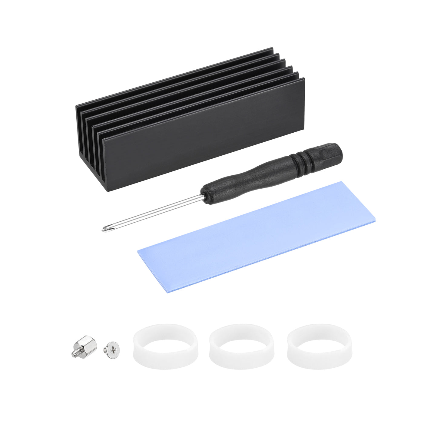 Harfington Aluminum Heatsink Black 70x22x20mm W Tools and 1 x Pre-Cut Thermal Pad for SSD