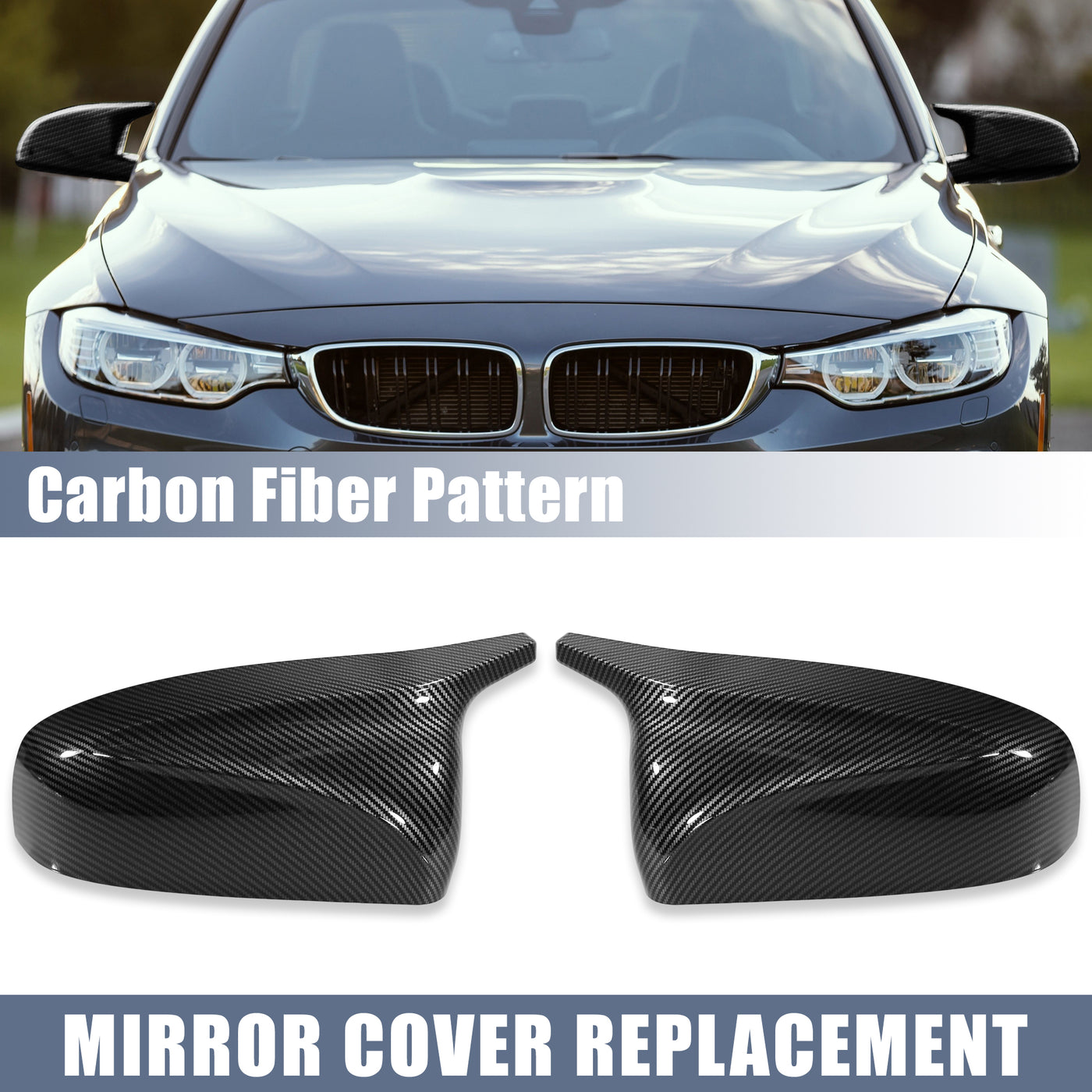 X AUTOHAUX Pair Car Exterior Rear View Mirror Covers Cap Replacement for BMW X5 E70 X6 E71 E72 2006-2014 Carbon Fiber Pattern