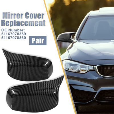 Harfington Pair Car Exterior Rear View Mirror Covers Cap Replacement for BMW 5 Series E60 E61 E63 E64 2004-2007 Carbon Fiber Pattern