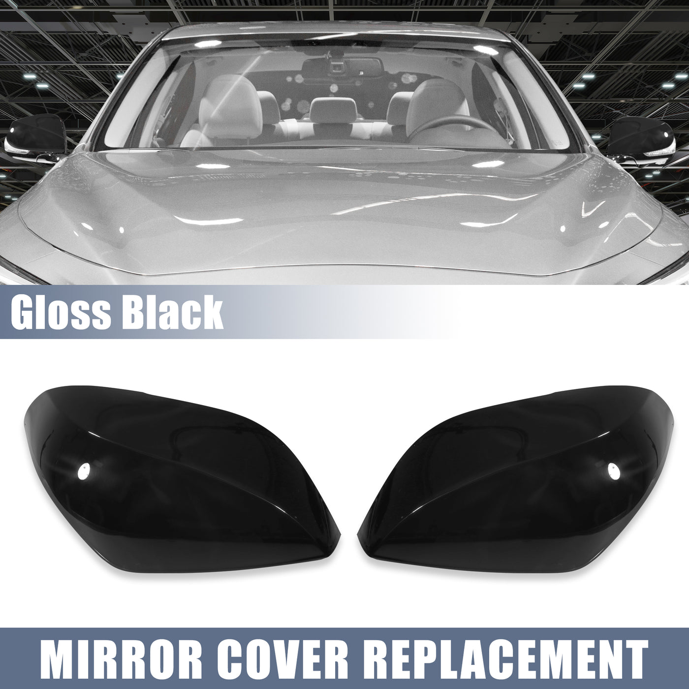 X AUTOHAUX Pair Car Exterior Rear View Mirror Covers Cap Replacement for Infiniti Q50 Q60 Q70 QX30 2014-2021 Gloss Black