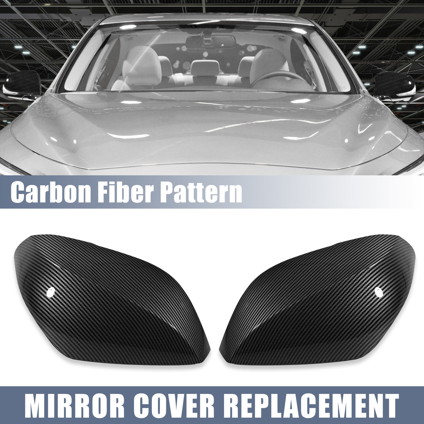 X AUTOHAUX Pair Car Exterior Rear View Mirror Covers Cap Replacement for Infiniti Q50 Q60 Q70 QX30 2014-2021 Carbon Fiber Pattern