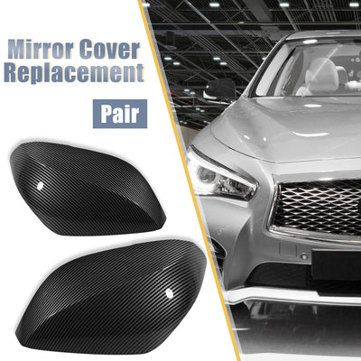Harfington Pair Car Exterior Rear View Mirror Covers Cap Replacement for Infiniti Q50 Q60 Q70 QX30 2014-2021 Carbon Fiber Pattern