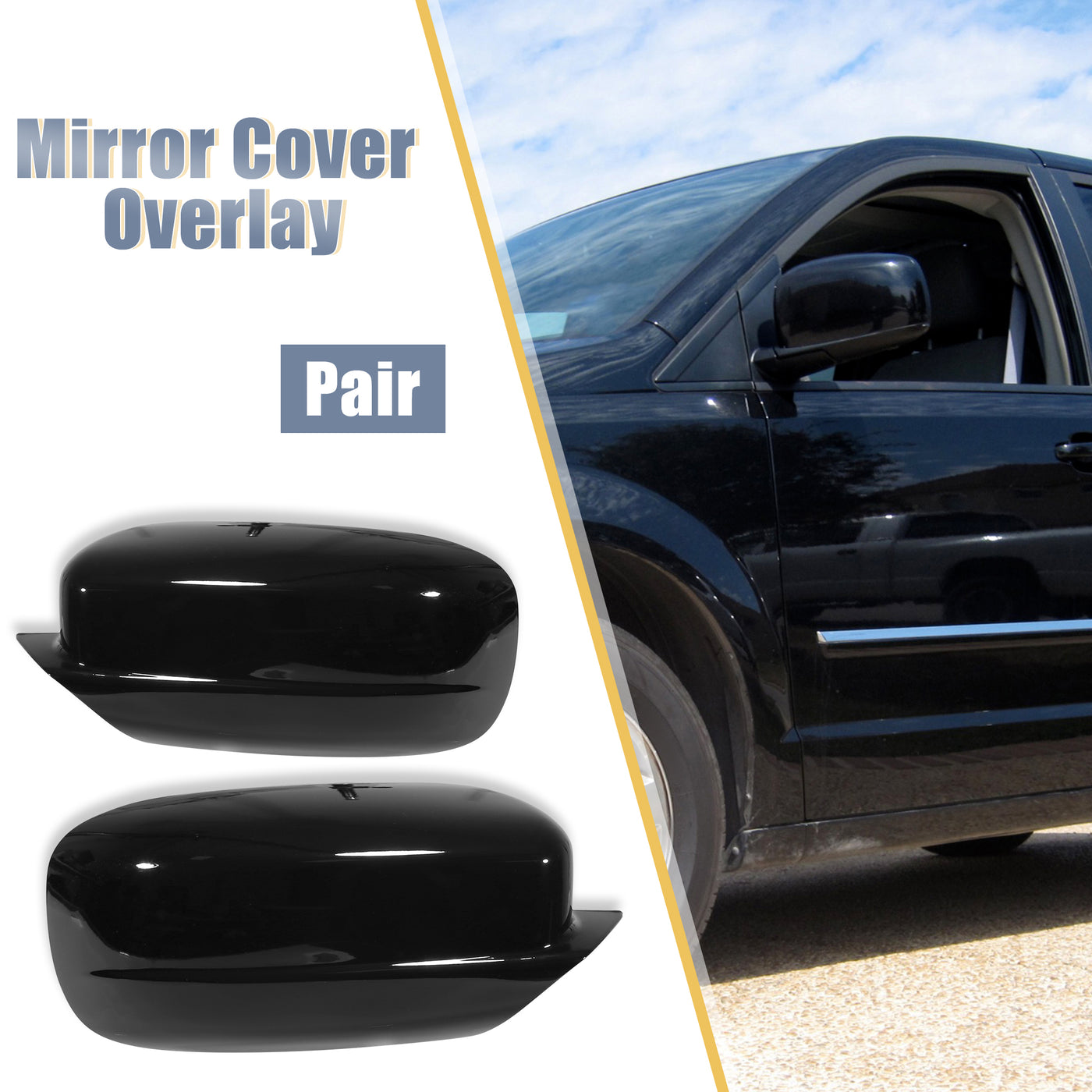 X AUTOHAUX Exterior Door Mirror Cover Cap Overlay for Dodge Charger 2011-2021 for Chrysler 300 300C 2011-2022