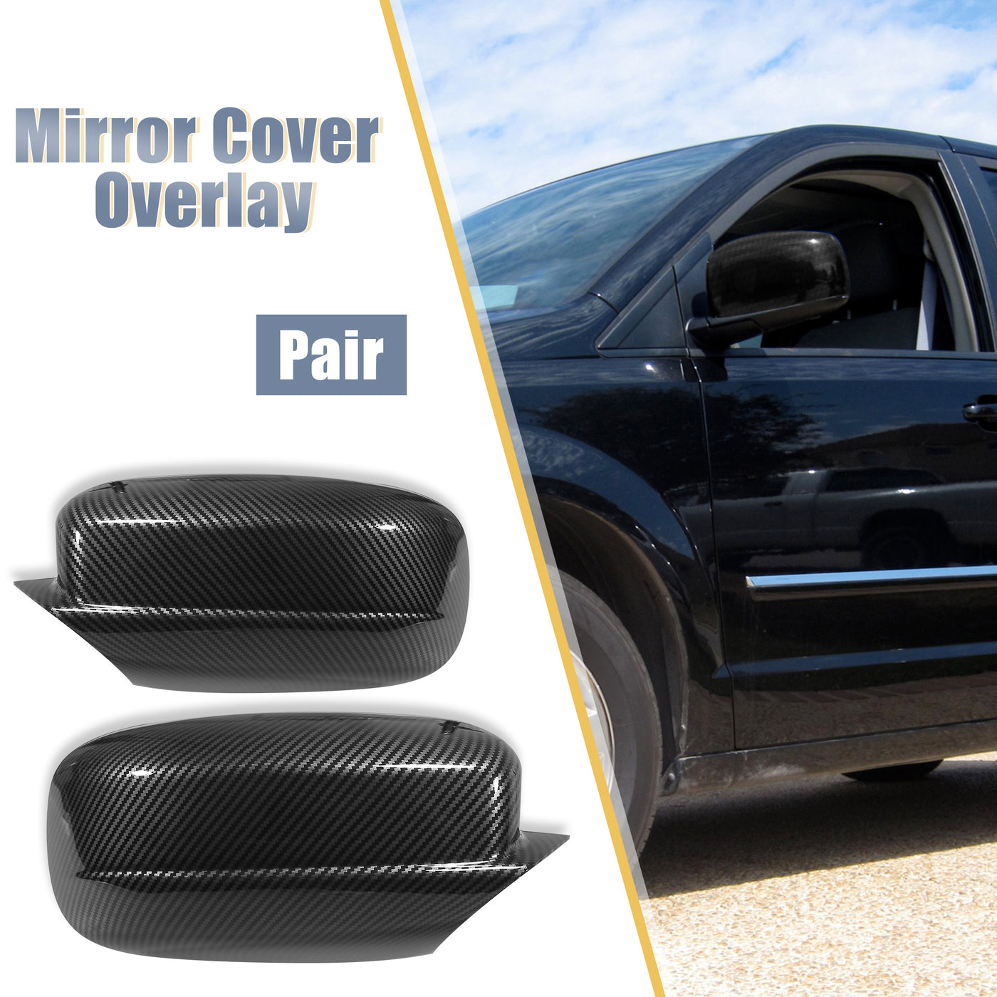 X AUTOHAUX Pair Car Exterior Rear View Mirror Covers Cap Overlay for Dodge Charger 2011-2021 Carbon Fiber Pattern