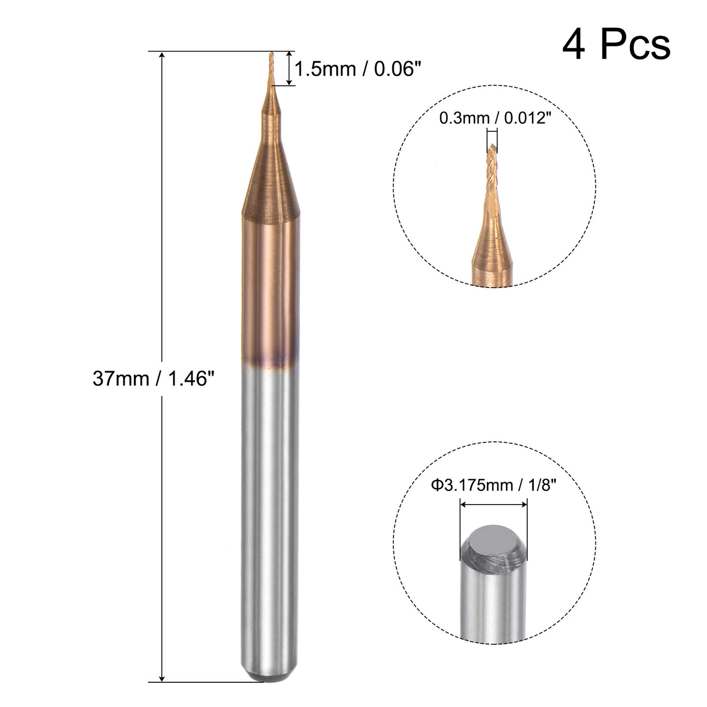 Harfington Titanium Coated Carbide End Mill CNC Router Bits Engraving Milling Cutter