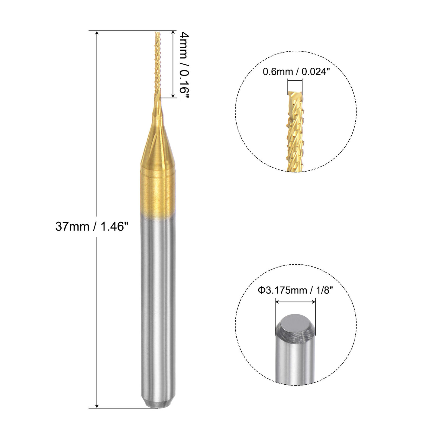 Harfington Titanium Coated Carbide End Mill Router Bits Engraving Milling Cutter