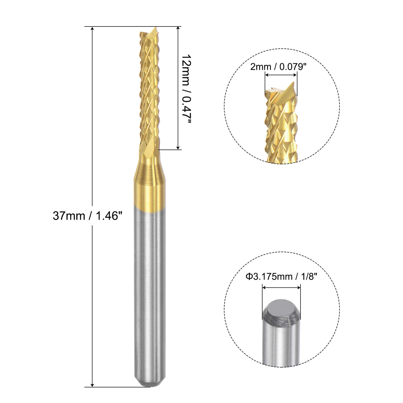 Harfington Titanium Coated Carbide End Mill Router Bits Engraving Milling Cutter