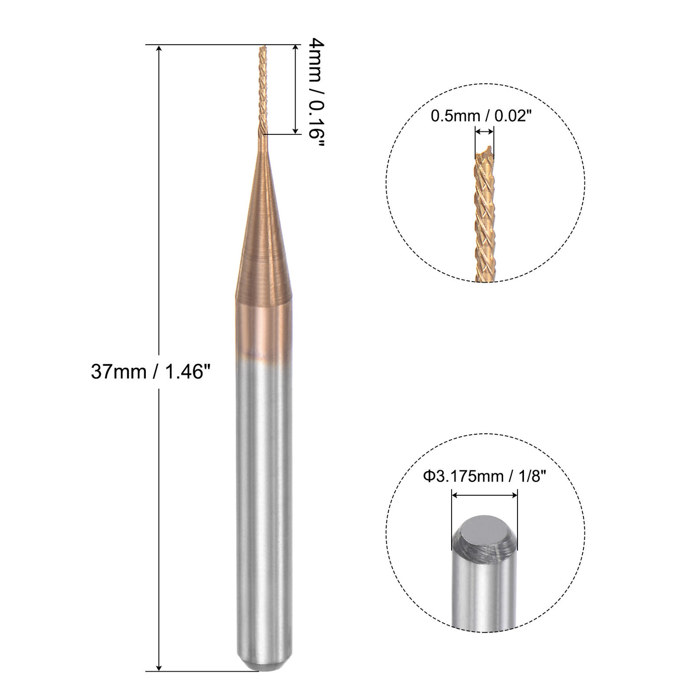 Harfington Titanium Coated Carbide End Mill CNC Router Bits Engraving Milling Tool