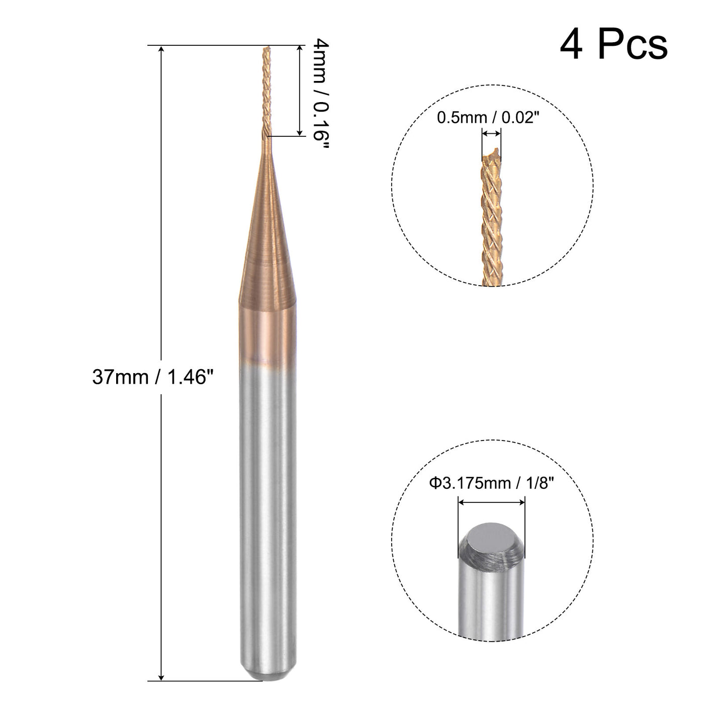 Harfington Titanium Coated Carbide End Mill Router Bits Engraving Milling Tool