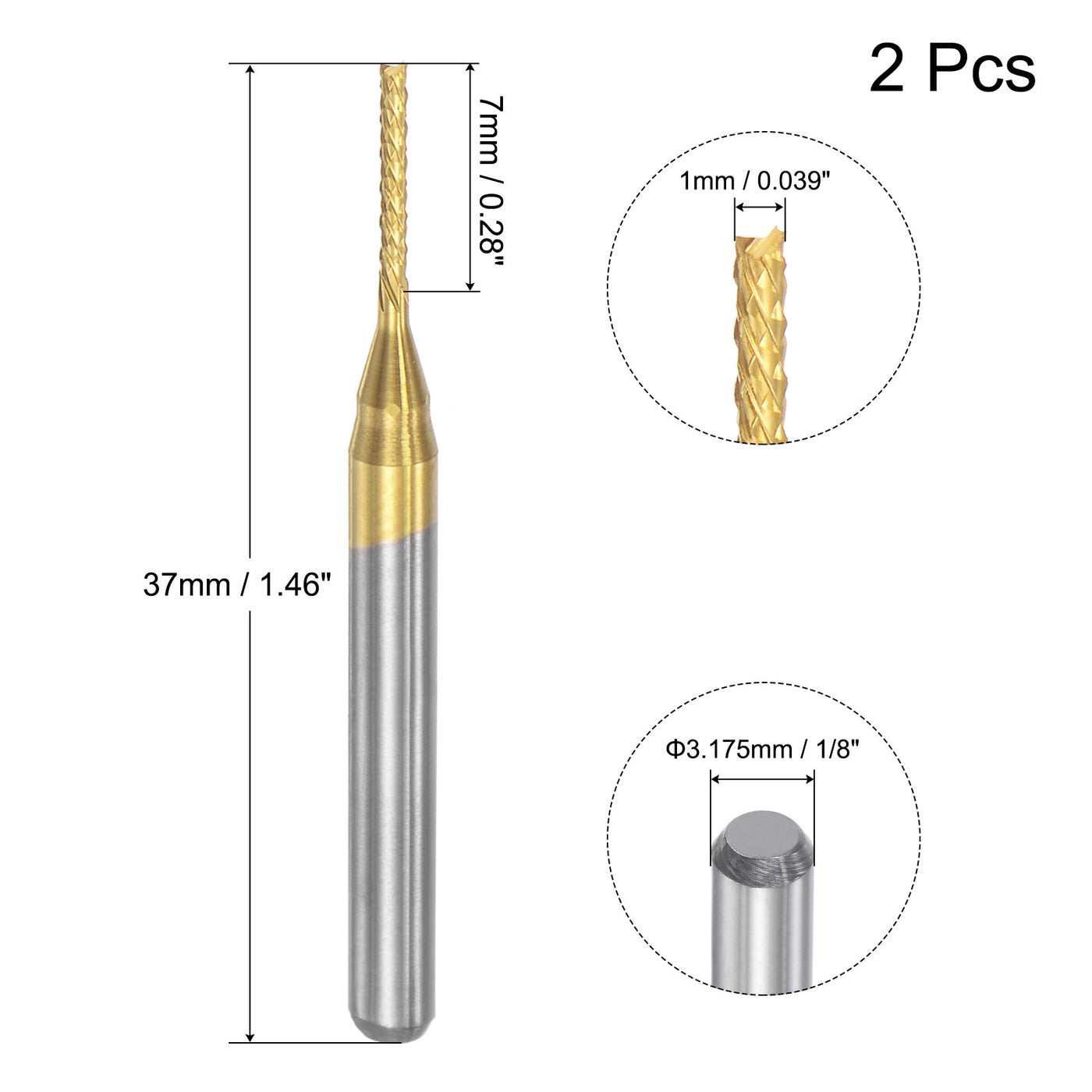 Harfington Titanium Coated Carbide End Mill Router Bits Milling Tool