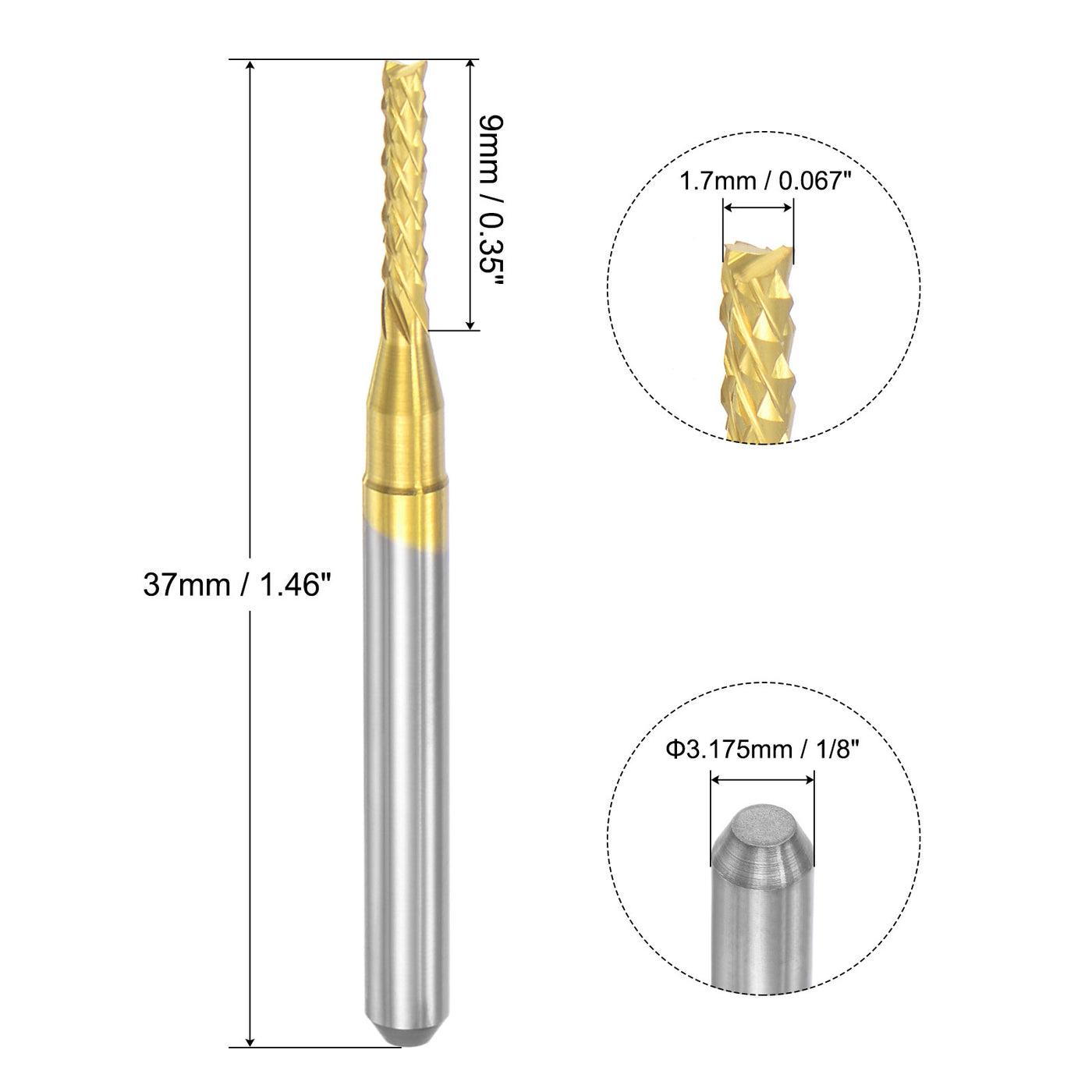 Harfington Titanium Coated Carbide End Mill Router Bits Engraving Tool