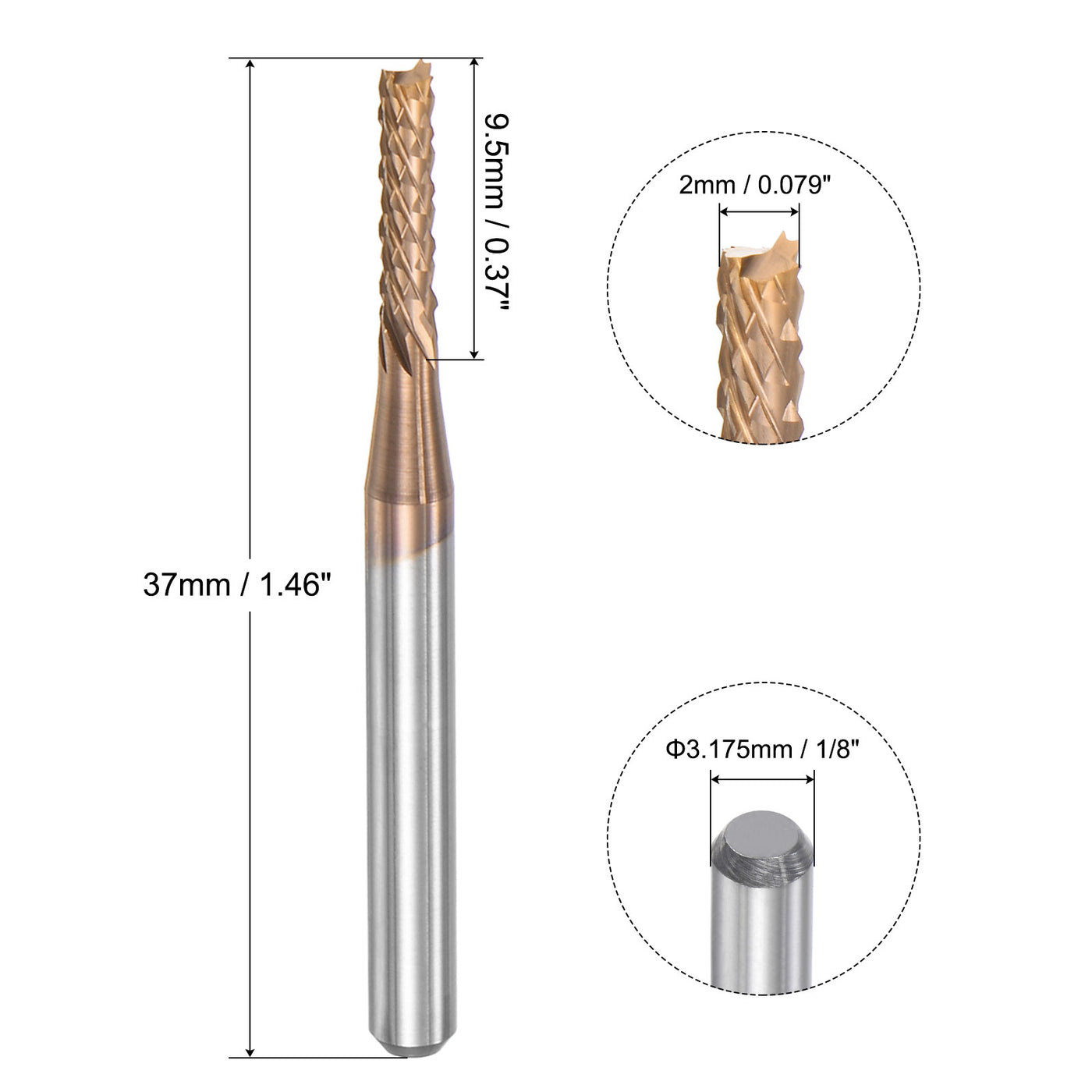 Harfington Titanium Coated Carbide End Mill CNC Router Bits Engraving Milling Tool