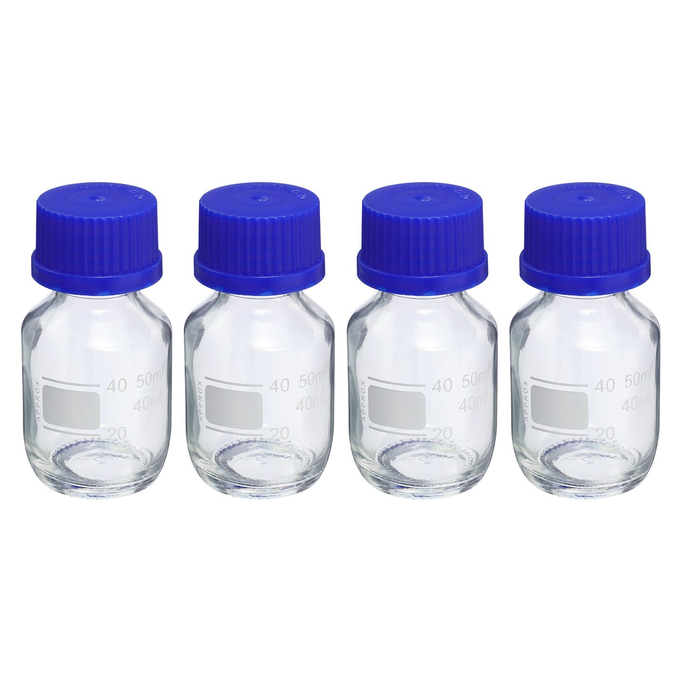 Harfington 50mL Clear Reagent Media Graduated Glass Storage Bottle Blue Cap